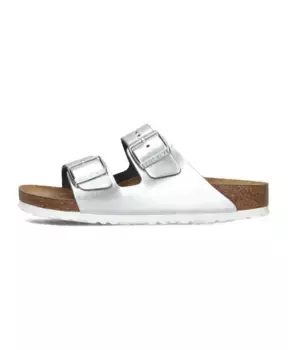 Мюли с серебристым блеском, стильный комфорт Birkenstock, серый