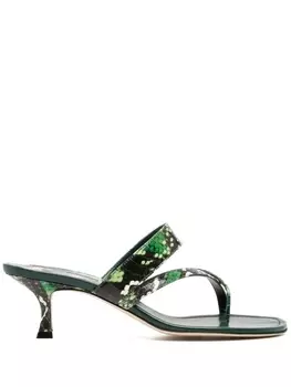 Мюли с тиснением Manolo Blahnik, зеленый