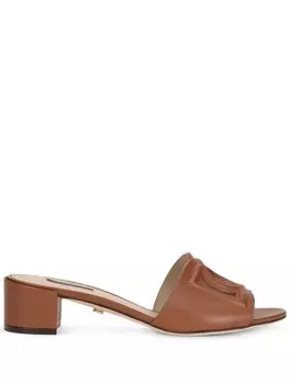 Мюли с тисненым логотипом Dolce & Gabbana, коричневый