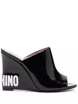 Мюли с тисненым логотипом Moschino, черный
