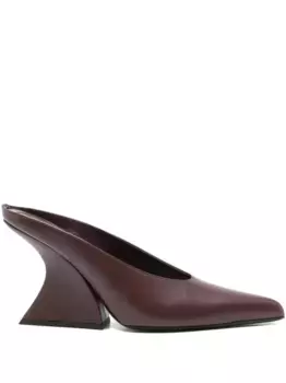 Мюли с заостренным носком на скульптурном каблуке Mugler, красный