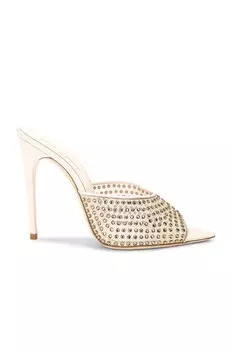 Мюли Saint Laurent Blonde, цвет Nude & Crystal