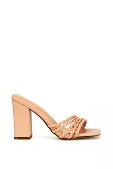 Мюли 'Selene' на блочном каблуке с квадратным носком и ремешками XY London, обнаженная