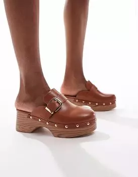 Мюли SEQWL с пряжкой коричневого цвета