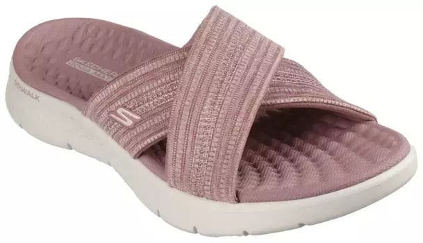 Мюли Skechers "GO WALK FLEX SANDAL-BUTTERFLY BLISS", каблук-танкетка, летняя обувь, тапочки со стелькой Goga Mat, лиловый