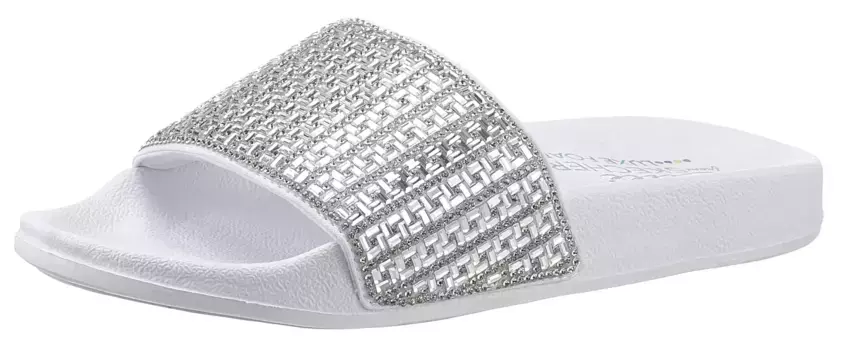 Мюли Skechers "POP UPS NEW SPARK", летняя обувь, тапочки со сверкающей повязкой, белый