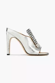 Мюли sr1 из жатой кожи с эффектом металлик SERGIO ROSSI, серебряный