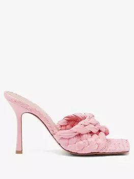 Мюли stretch 90 intrecciato из искусственной рафии Bottega Veneta, розовый