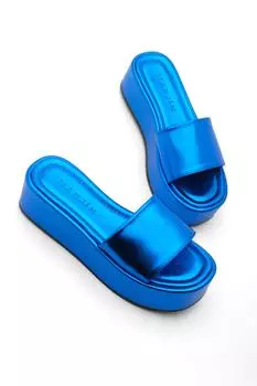 Мюли - Темно-синий - Плоская подошва Marjin