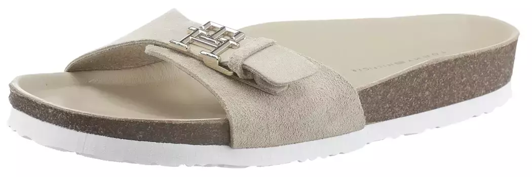 Мюли Tommy Hilfiger "TH MULE SANDAL SUEDE", с регулируемой пряжкой, бежевый