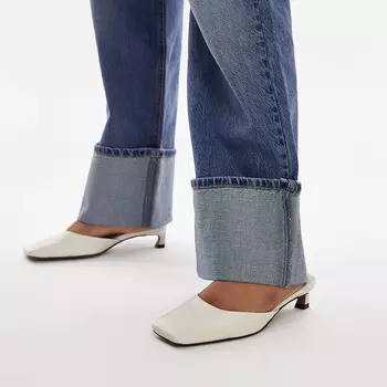 Мюли Topshop Audrey Premium Leather Mid Heeled Square Toe, белый