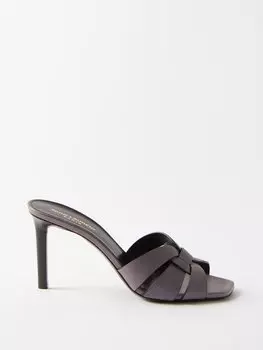 Мюли tribute 85 из плетеной кожи Saint Laurent, фиолетовый