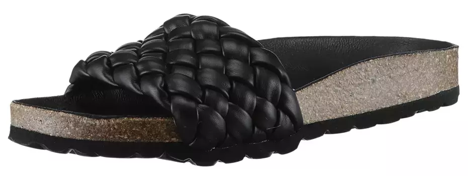 Мюли VERBENAS "RICA TRENZA SOFT", летние туфли, тапочки, пляжные туфли с плетеной повязкой, черный