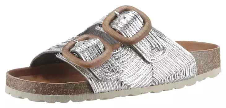 Мюли VERBENAS "RUTH LATO METAL", летние туфли, тапочки с двумя регулируемыми пряжками, серебристый