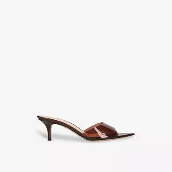 Мюли Vernice на каблуке из ПВХ с открытым носком Gianvito Rossi, коричневый