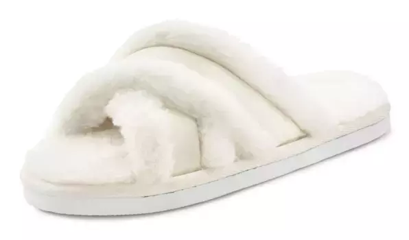 Мюли Vivance "Плюшевые тапочки", с перекрёстной повязкой, тапочки, мюли, открытая обувь VEGAN, бежевый