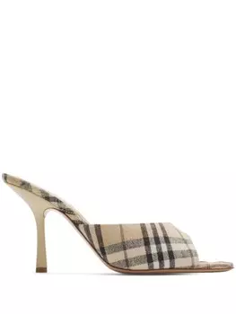 Мюли в клетку Burberry, коричневый
