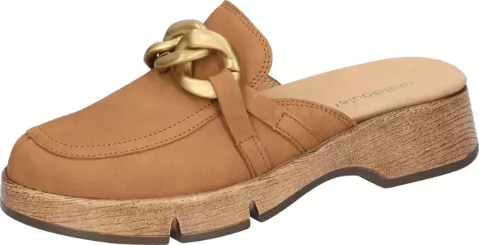 Мюли Waldlufer "H-AKIRA", платформа, летняя обувь, тапочки со съемной стелькой, ширина H, цвет Camelfarben