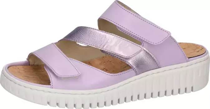 Мюли Waldlufer "H-Willow", каблук-танкетка, летняя обувь, тапочки на липучках, ширина H, цвет Flieder