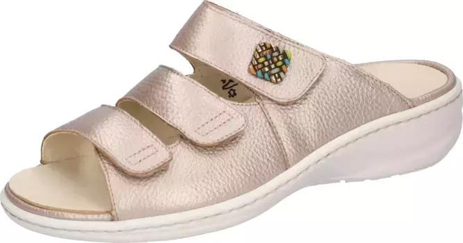 Мюли Waldlufer "Heria", каблук-танкетка, летняя обувь, тапочки шириной H, застежки-липучки, цвет Metallic