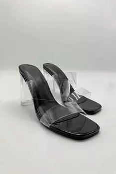 Мюли Yara Perspex Band на блочном каблуке Miss Diva, черный