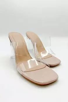Мюли Yara Perspex Band на блочном каблуке Miss Diva, нюд