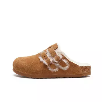 Мюли женские с закрытым носком женские Devo Life, цвет Dark Brown Waxed Leather + Wool