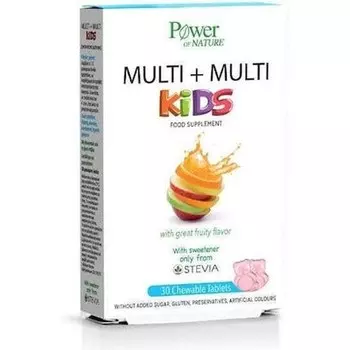 Multimulti Kids жевательные мультивитамины со стевией - 30 жевательных таблеток Power Health