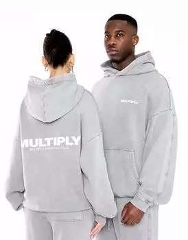 Multiply Apparel - толстовка оверсайз серого цвета с графическим принтом «Multiply»