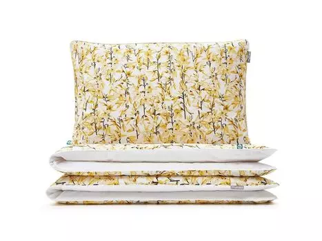 МУМЛА - комплект постельного белья 100х135 см 100% хлопок, комплект постельного белья из 2 предметов - 1 пододеяльник + 1 наволочка 60х40 см на молнии, сертификат Oeko-Tex MUMLA, желтый