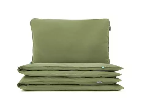 МУМЛА - комплект постельного белья 100х135 см 100% хлопок, комплект постельного белья из 2 предметов - 1 пододеяльник + 1 наволочка 60х40 см на молнии, сертификат Oeko-Tex MUMLA, зеленый