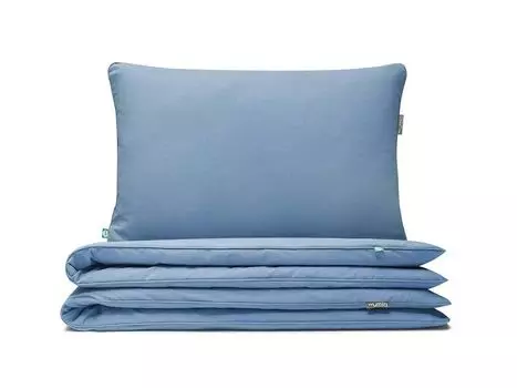 МУМЛА - комплект постельного белья 160х200 см 100% хлопок, комплект постельного белья из 3 предметов - 1 пододеяльник + 2 наволочки 80х70 см на молнии, сертификат Oeko-Tex MUMLA, светло-синий