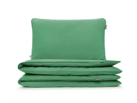 МУМЛА - комплект постельного белья 160х200 см 100% хлопок, комплект постельного белья из 3 предметов - 1 пододеяльник + 2 наволочки 80х70 см на молнии, сертификат Oeko-Tex MUMLA, зеленый