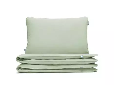 МУМЛА - комплект постельного белья 160х200 см 100% хлопок, комплект постельного белья из 3 предметов - 1 пододеяльник + 2 наволочки 80х70 см на молнии, сертификат Oeko-Tex MUMLA, зеленый