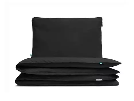 МУМЛА - комплект постельного белья 200х200 см 100% хлопок, комплект постельного белья из 3 предметов - 1 пододеяльник + 2 наволочки 80х70 см на молнии, сертификат Oeko-Tex MUMLA, черный