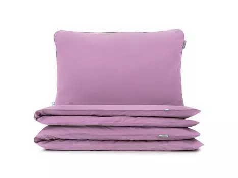 МУМЛА - комплект постельного белья 200х200 см 100% хлопок, комплект постельного белья из 3 предметов - 1 пододеяльник + 2 наволочки 60х50 см на молнии, сертификат Oeko-Tex MUMLA, фиолетовый