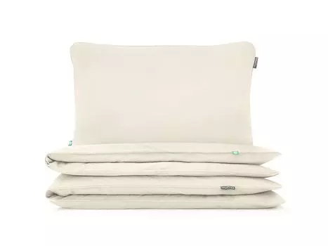 МУМЛА - комплект постельного белья 200х200 см 100% хлопок, комплект постельного белья из 3 предметов - 1 пододеяльник + 2 наволочки 60х50 см на молнии, сертификат Oeko-Tex MUMLA, бежевый