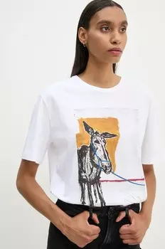 MUNTHE хлопковая футболка миди, белый