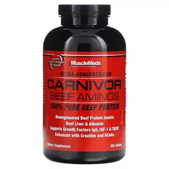 MuscleMeds Аминокислоты Carnivor Beef 100% чистый говяжий протеин 300 таблеток