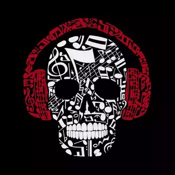 Music Notes Skull — мужская футболка премиум-класса Word Art LA Pop Art, черный