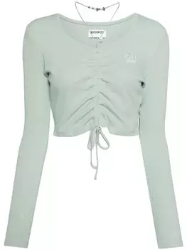 Musium Div. рубашка с вышитым логотипом и сборками, зеленый