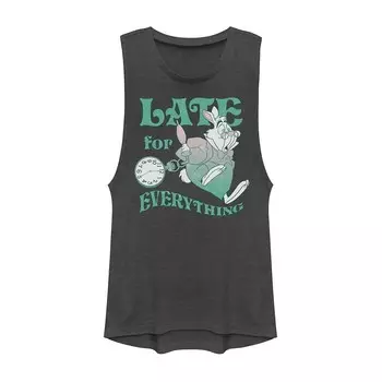 Мускулистая футболка Disney's Alice In Wonderland Juniors Late For Everything Licensed Character, цвет Charcoal