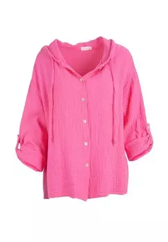 Муслиновая блузка Camila Муслиновая блузка оверсайз из 100% хлопка: рукава до половины и с капюшоном Seasons of April, розовый