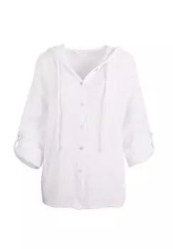 Муслиновая блузка Camila Муслиновая блузка оверсайз из 100% хлопка: рукава до половины и с капюшоном Seasons of April, белый