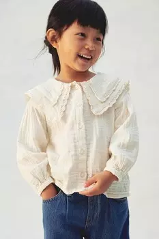 Муслиновая блузка H&M, бежевый