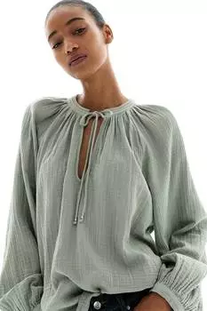 Муслиновая блузка H&M, зеленый