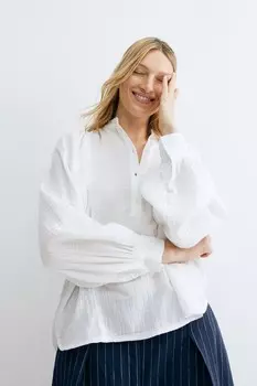 Муслиновая блузка с рукавами «летучая мышь» H&M, белый