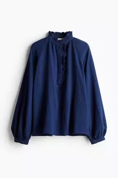 Муслиновая блузка с воланной отделкой H&M, синий