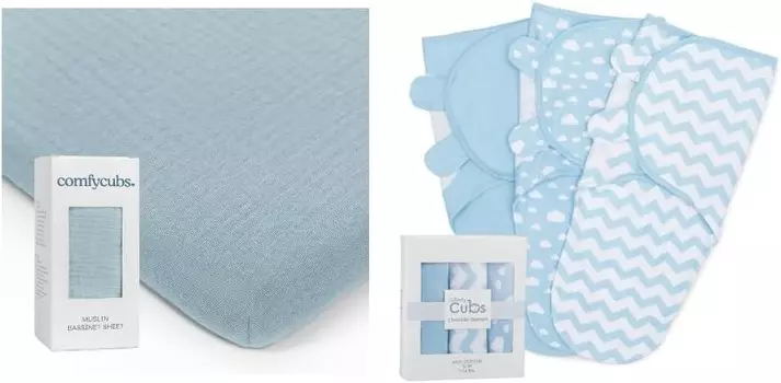 Муслиновая простыня для детской кроватки и одеяло для пеленания в комплекте от Comfy Cubs