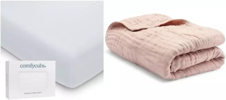 Муслиновая простыня для кроватки и детское муслиновое одеяло в комплекте от Comfy Cubs